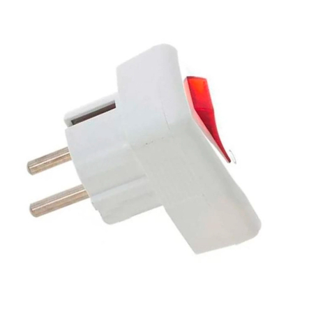 Вилка с заземлением Lemanso + кнопка красная / LMA002