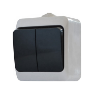 Вимикач 2-кл. вологозахищений, чорні клавіші, ВЗ10-2-IP44N, АСКО-УКРЕМ