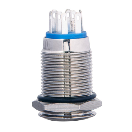 Кнопка металлическая с зелёной подсветкой АСКО-УКРЕМ TYJ16-362 2NO+2NC 220V с фиксацией, A0140010102