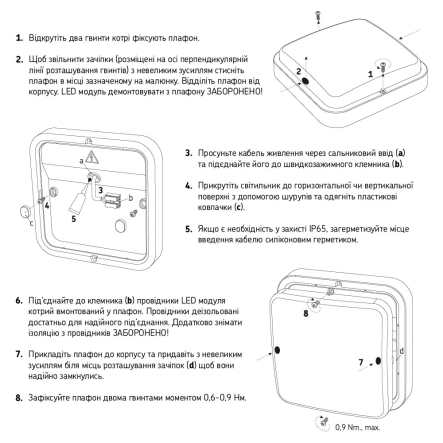 Светильник LED Violux POLO UA 12W, 5000K, 1200Lm, IP54, 160x160x50 мм, серый
