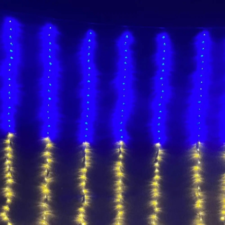 Гирлянда LED Штора от USB (2x2м)  + пульт, Флаг Украины
