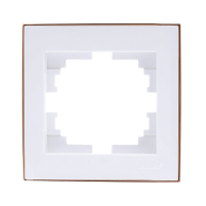 Рамка Lezard RAIN одноместная, белая, с боковой вставкой золото, 703-0226-146