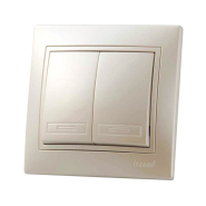 Вимикач Lezard MIRA двоклавішний, перлинно-білий перламутр, 701-3030-101