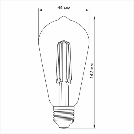 Лампа LED VIDEX Filament ST64FD, 6 Вт, 4100К, E27, 220 В, диммируемая, 24312