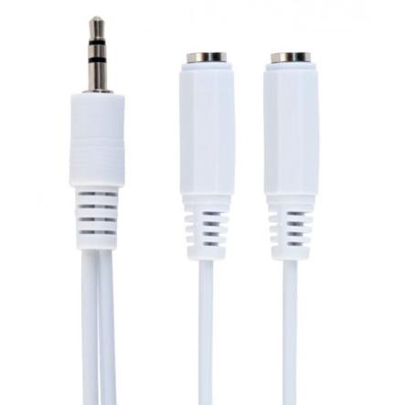 Кабель стерео аудіо Cablexpert CCA-415W, 3.5 мм M/F 2х 3.5 мм, перехідник 10 см - 1