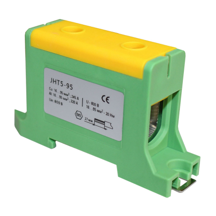 Клемма силовая TNSY СКНГз-JHT5-95, 220 А, 16-95 кв.мм., "PE", жёлто-зелёная, 5506240 - 1