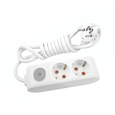 Подовжувач Viko 2 гнезд 2 м с заземленням и кнопкой Multi-Let, білий - 1