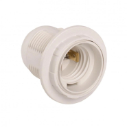 Патрон LEMANSO Е27 пластиковий, з різьбленням та стопорним кільцем білий/LM2503