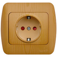 Розетка ZIRVE EL-BI із заземленням та захистом від дітей, вільха, 501-010701-243