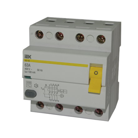 Пристрій захисного вимкнення УЗО IEK ВД1-63, 4p, 100A/300мА, MDV10-4-100-300 - 1