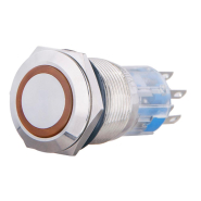 TYJ 19-272 Кнопка металлическая, АСКО-УКРЕМ, A0140010115, плоская с подсветкой 2NO+2NC, желтая, 220V