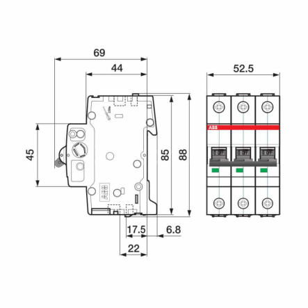 Автоматический выключатель ABB S203-С100, 6 kA, С, 3 p, 100 A, 2CDS253001R0824