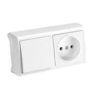 Вимикач 1 кл. + розетка горизонтальний, VIKO VERA, 90681186, білий