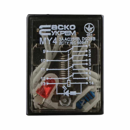 Реле промежуточное АСКО MY4, AC 3A, DC 24 В, A0090010015
