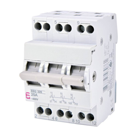 Переключатель нагрузки ETI SSQ 325 3р, 25A, 1-0-2, 2421434, ввод резерва - 1