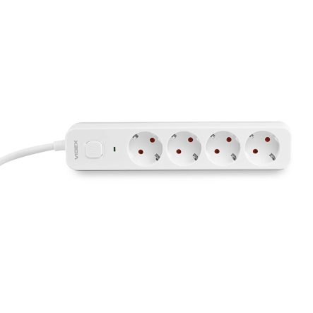 Удлинитель сетевой 4 гнезда 3м  (3x1.5мм) с з/з, белый, VIDEX ONCORD, VF-PD43G-W