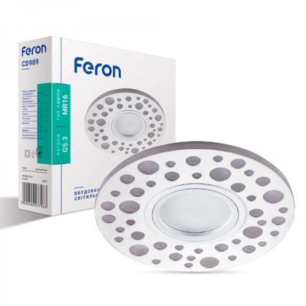 Светильник точечный Feron CD989, MR-16, G5.3, белый матовый, LED подсветка, RGB, 6745 - 1