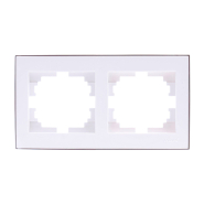 Рамка Lezard RAIN двухместная, белая, горизонтальная с боковой вставкой хром, 703-0225-147