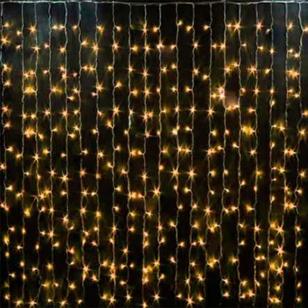Гирлянда штора, 3*1.5 м, 240 Led, прозрачный шнур, золото, с переходником, 3*1,5 G - 1