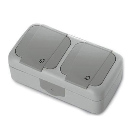 Розетка с заземлением VI-KO Palmiye, 2-я, IP54, серая, 90555588 - 1