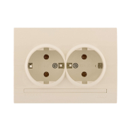Розетка Lezard DERIY двойная, c заземлением, крем, 702-0303-127