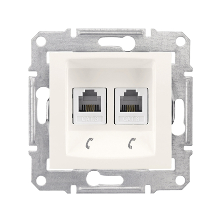 Розетка телефонная 2-я Schneider Electric Sedna, слоновая кость, SDN4201123 - 1