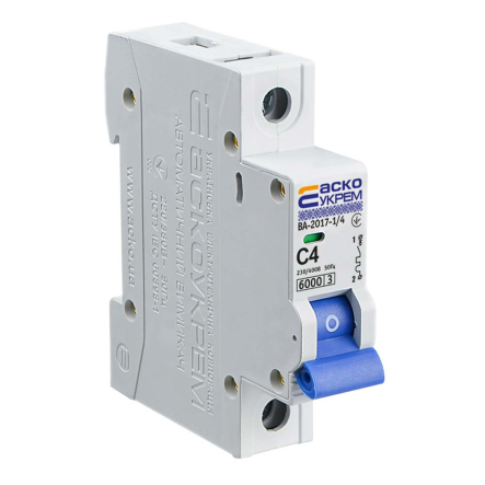 Автоматический выключатель АСКО-УКРЕМ ВА-2017 1р, 4А С, A0010170031