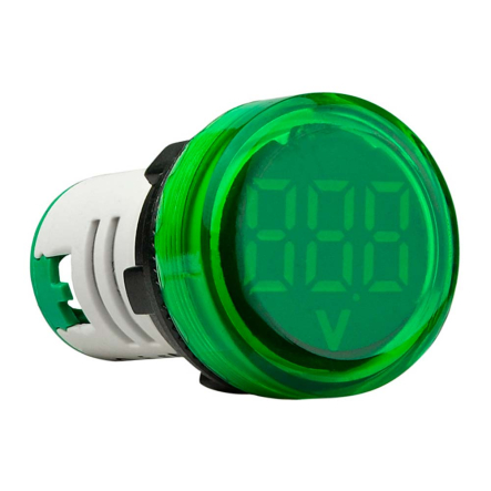 Вольтметр круглый АСКО-УКРЕМ ED16-22VD, A0190010017, 30-500В АС, зелёный, врезной монтаж