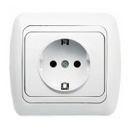 Розетка TUNA EL-BI Fixline с заземлением керамика, белая, 502-010201-217