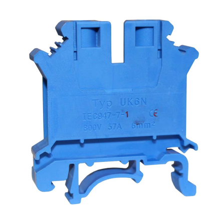 Клеммная TNSY КНГ-UK6 57А, 0,5-6мм2, винтовая, синяя, наборная на DIN-рейку, с маркером, без крышки, 5506251
