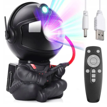 Лазерный ночник-проектор звёздного неба Космонавт от USB, черный с гитарой - 1 Лазерный ночник-проектор звёздного неба Космонавт от USB, черный с гитарой - 1