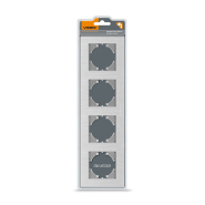 Рамка VIDEX BINERA, серебряный алюминий, 4 поста, горизонтальная, VF-BNFRA4H-SL