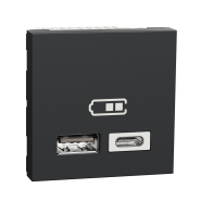 Розетка 2-я USB A+C Schneider Electric UNIСA New, антрацит, NU301854