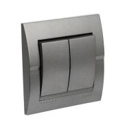 Вимикач Lezard DERIY двоклавішний, темно сірий металік, 702-2929-101