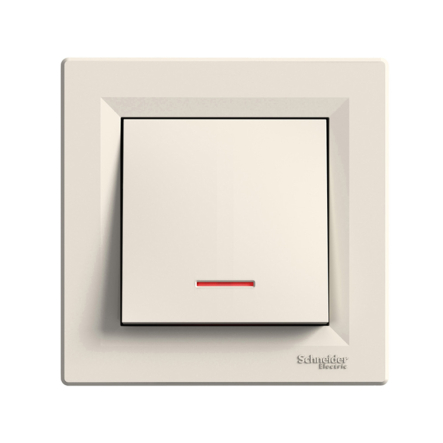Вимикач одноклавішний, з підсвічуванням, самозатискний, Schneider Electric ASFORA, крем, EPH1400123 - 1