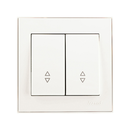 Вимикач Lezard RAIN двоклавішний, прохідний, жемчужно-білий перламутр, 703-3088-106 - 1