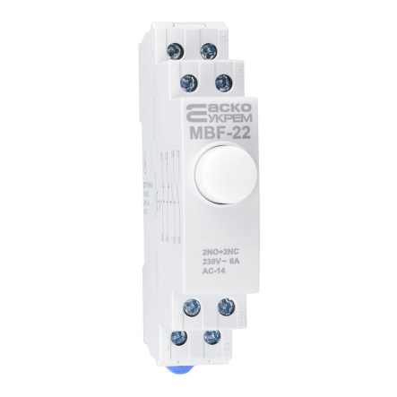 Кнопка на DIN-рейку 2NO+2NC 230V АС МВ-22 біла, ACKO-УКРЕМ, A0150010112 - 1