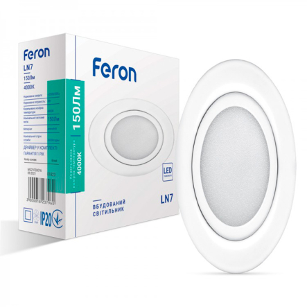 Светильник LED FERON, LN7, 3W, 150Lm, 4000K, 70х20мм, белый, 7280 - 1