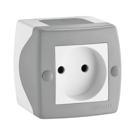 Розетка 1-я без заземления накладная Mono Electric, OCTANS, IP 20, серая, 104-020006-116 - 1