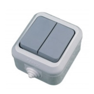 Вимикач 2-клавішний, IP54, сірий, Makel, 18101