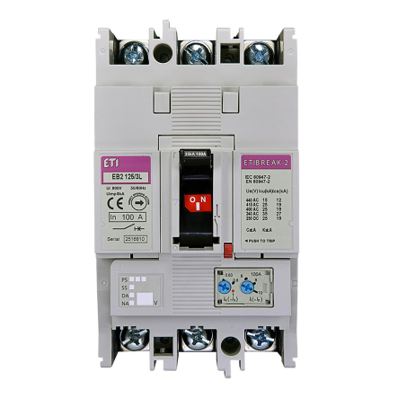 Автоматичний вимикач ETIBREAK EB2 125/3L 100A 3P (25kA, (0.63-1)In/(6-12)In), 4671025 - 1