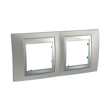 Рамка 2-місна нікель матовий/алюміній Schneider Electric Uniсa TOP, MGU66.004.039 - 1
