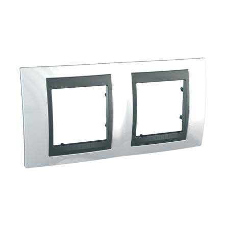 Рамка 2-місна білосніжний/графіт Schneider Electric Uniсa PLUS, MGU66.004.292 - 1