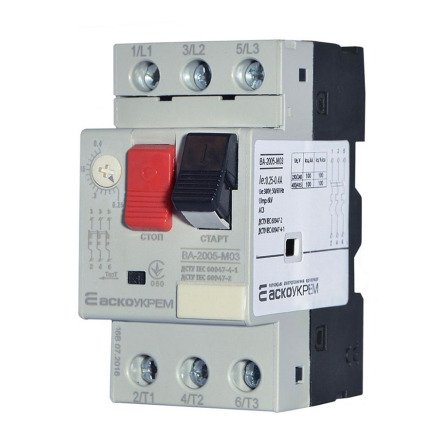 Автоматический выключатель защиты двигателя АСКО-УКРЕМ ВА-2005 М03, 0,25-0,4А, A0010050015