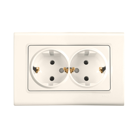 Розетка подвійна із заземленням VIKO LINNERA, 90401056, крем - 1