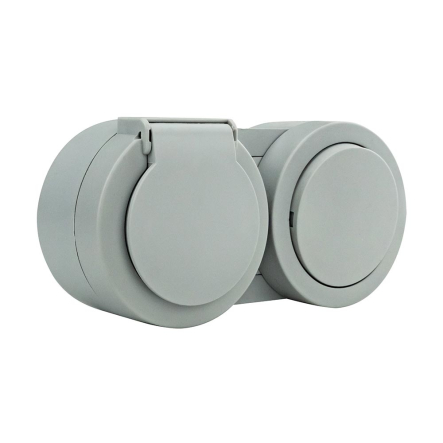 Выключатель HOROZ xOne 1кл накладной +роз. с з/к с крышкой, 16А, IP54, серый, 406-240000-923