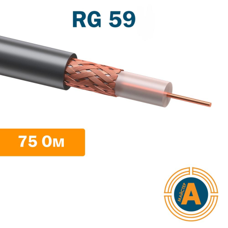 Коаксіальний кабель RG-59, 75 Ом, мідний, для відеоспостереження - 1