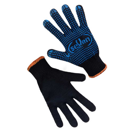 Рукавички трикотажні чорні з ПВХ крапкою, 78411 - 1