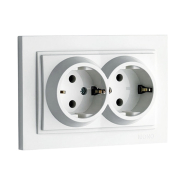 Розетка 2-я с заземлением, Mono Electric, DESPINA, белая, 102-190004-120