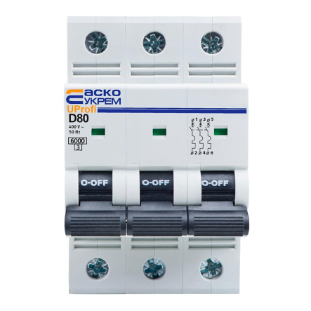 Автоматический выключатель АСКО-УКРЕМ ВА UProfi 3P, 80А D, 6кА, A0010210127 - 1